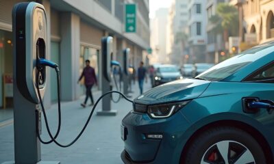 Electric vehicle charging station in India with a long-range electric car