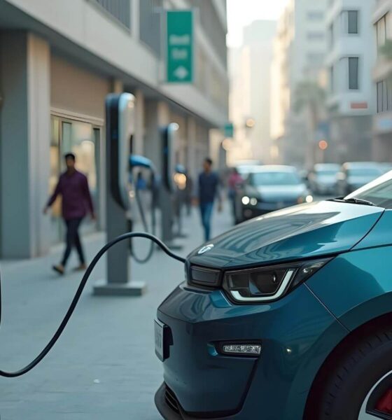 Electric vehicle charging station in India with a long-range electric car